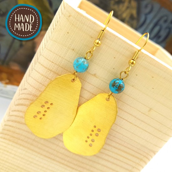 HANDMADE IRREGULAR EARRINGS WITH SEVERAL HOLES GOLD PLATED