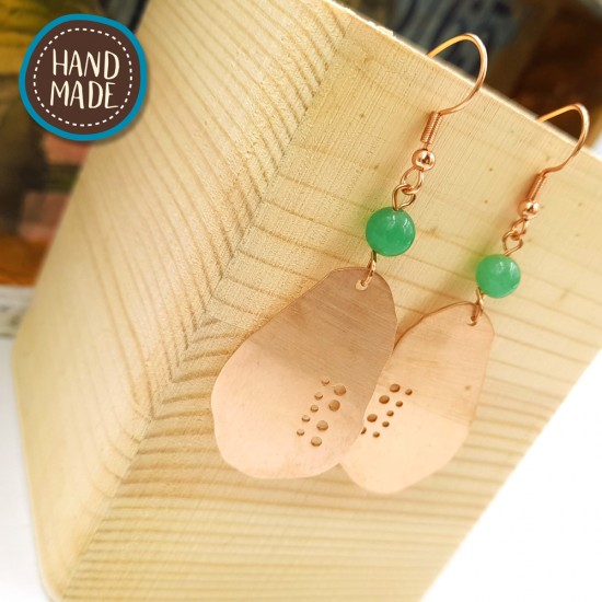 HANDMADE IRREGULAR EARRINGS WITH SEVERAL HOLES ROSE GOLD PLATED