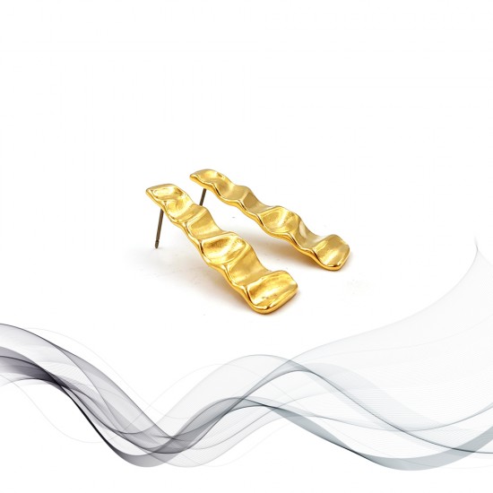 EARRINGS WITH RIPPLE EFFECT AND TITANIUM PIN GOLD PLATED