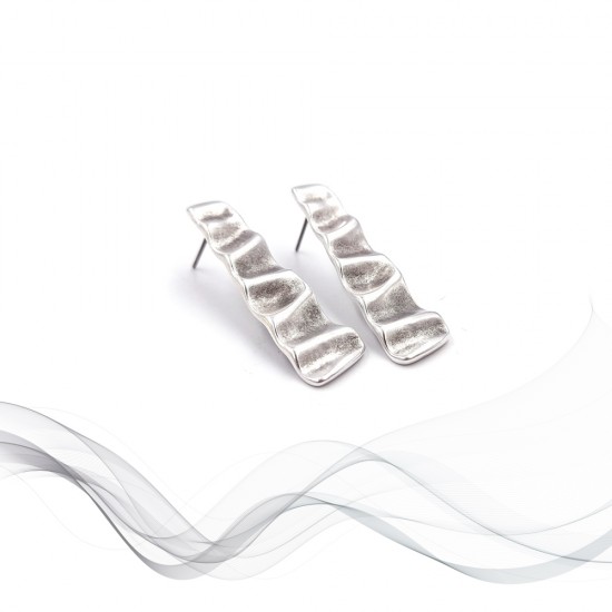 EARRINGS WITH RIPPLE EFFECT AND TITANIUM PIN SILVER PLATED