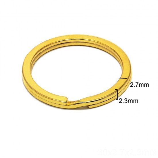 IRON SPLIT RING FLAT WIRE 30mm GOLD PLATED