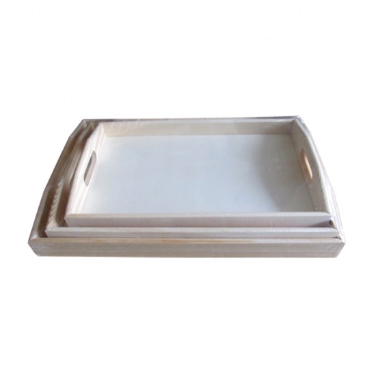 SET OF 3 PIECES PARALLEL SERVING PLATE WITH HANDLE