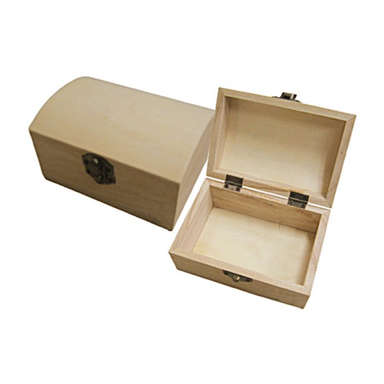 WOODEN BOX WITH CURVED BOBBED LID SUCH AS TRUNK 13cm
