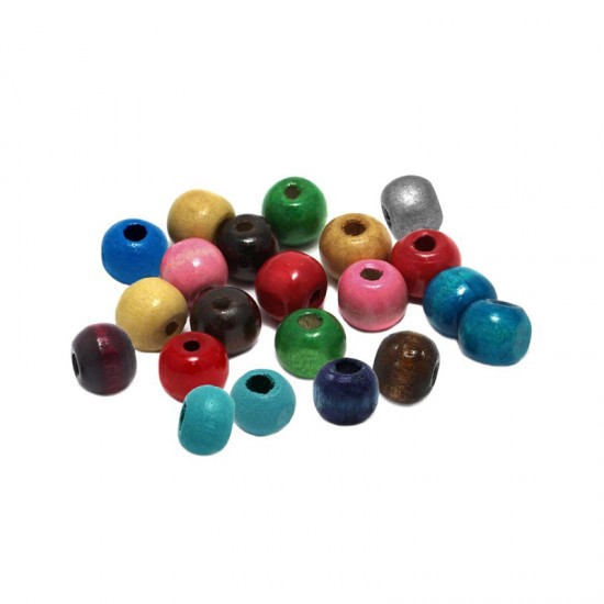WOODEN ROUND BEAD 8mm / HOLE 2,5mm (20 PIECES)