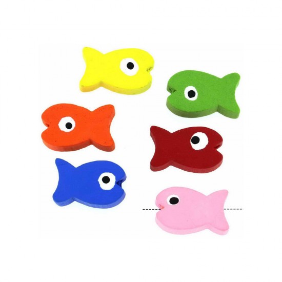 WOODEN FISH SHAPE BEAD 18x11mm (25 PIECES)