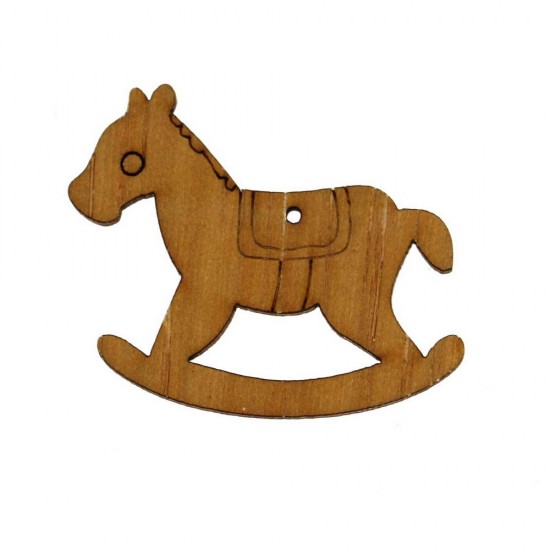 WOODEN CHARM IN HORSE SHAPE 31x37mm