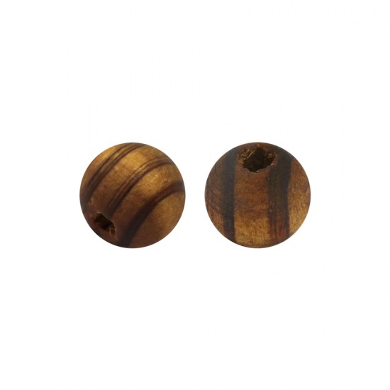 WOODEN ROUND BEAD WITH STRIPES 10mm LIGHT BROWN (10 PIECES)