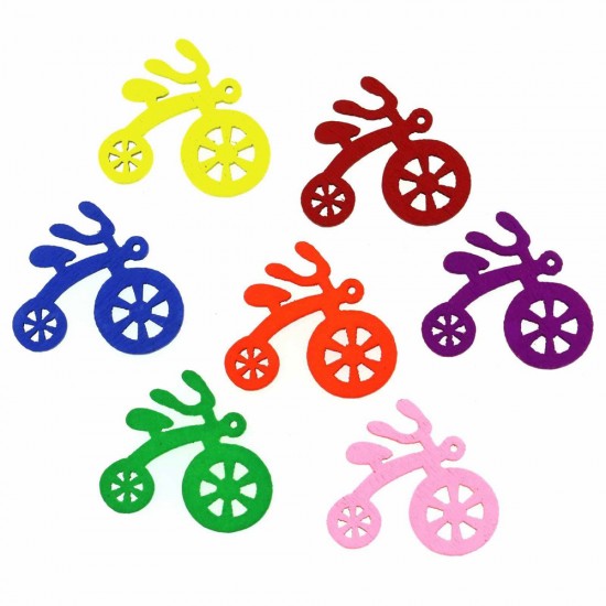 WOODEN CHARM IN BICYCLE SHAPE 24x27mm (10 PIECES)