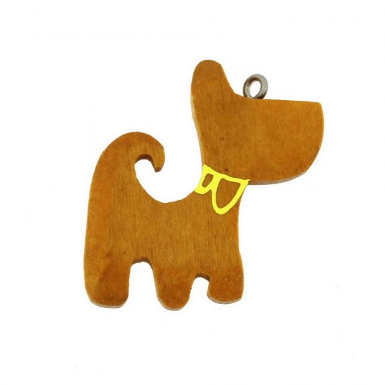 WOODEN CHARM IN DOG SHAPE 32x31mm