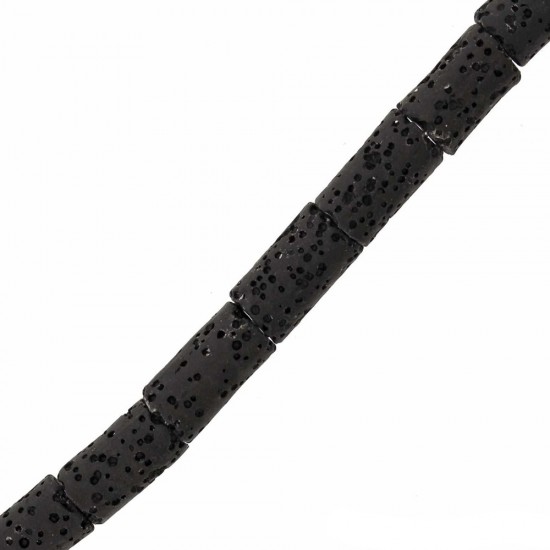 LAVA BEADS CYLINDER 8x16mm ~40cm BLACK