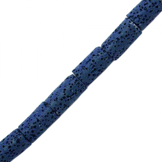 LAVA BEADS CYLINDER 8x16mm ~40cm BLUE