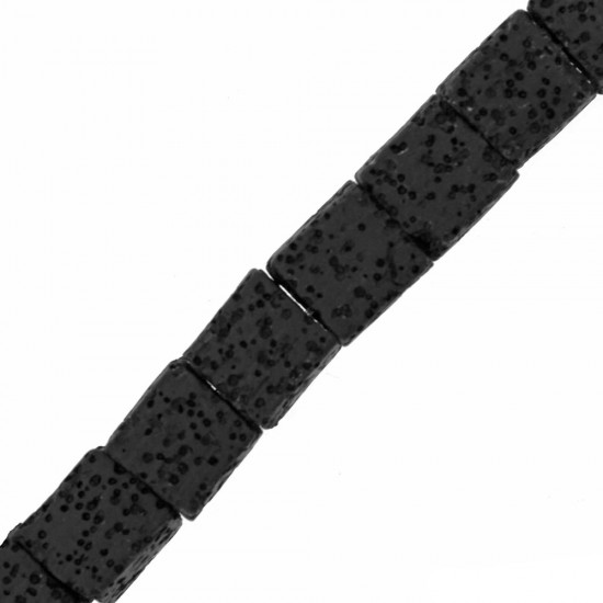 LAVA BEADS CUBE 12x12mm ~40cm BLACK