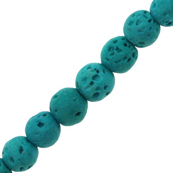LAVA BEADS ROUND 4mm ~40cm ELECTRIC TYRQUOISE