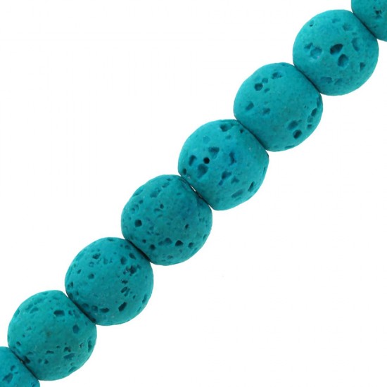 LAVA BEADS ROUND 6mm ~40cm TURQUOISE ELECTRIC