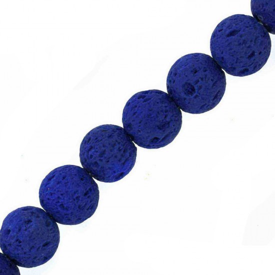 LAVA BEADS ROUND 6mm ~40cm ELECTRIC BLUE