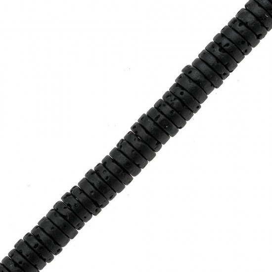 LAVA BEADS RONDELLE 2x4mm ~40cm BLACK