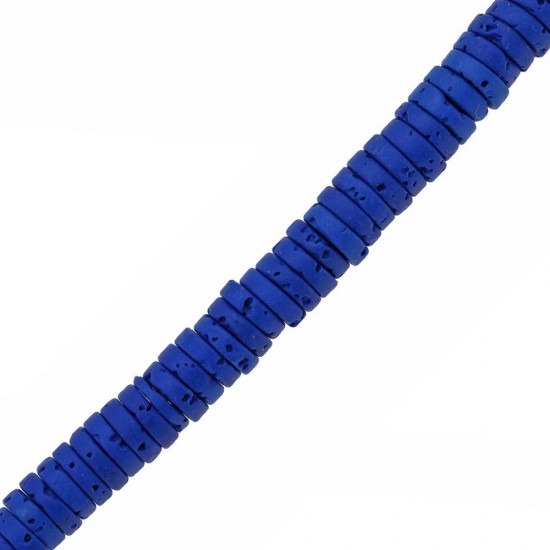 LAVA BEADS RONDELLE 2x4mm ~40cm BLUE ELECTRIC