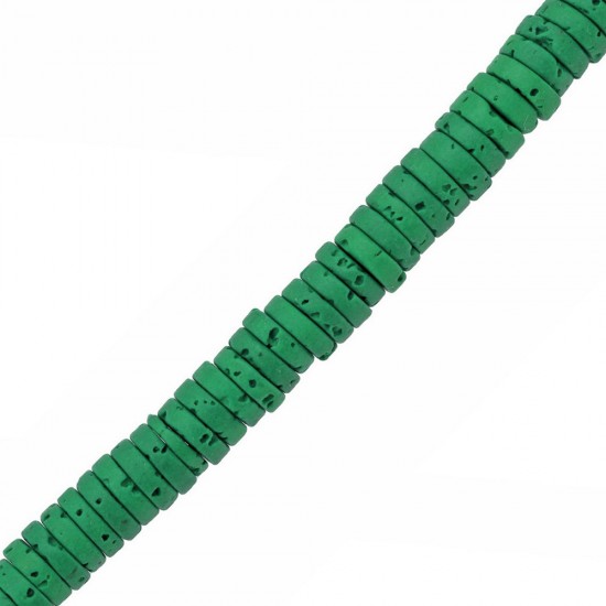 LAVA BEADS RONDELLE 2x4mm ~40cm GREEN
