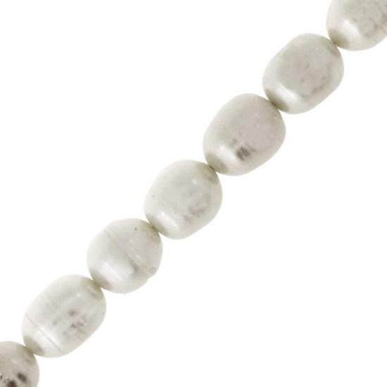 RICE FRESHWATER PEARL BAROQUE BEADS 8x10mm ~40cm WHITE