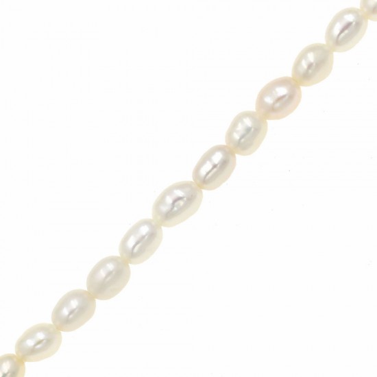 FRESHWATER PEARL BAROQUE BEADS RICE AA 3x5mm ~40cm WHITE