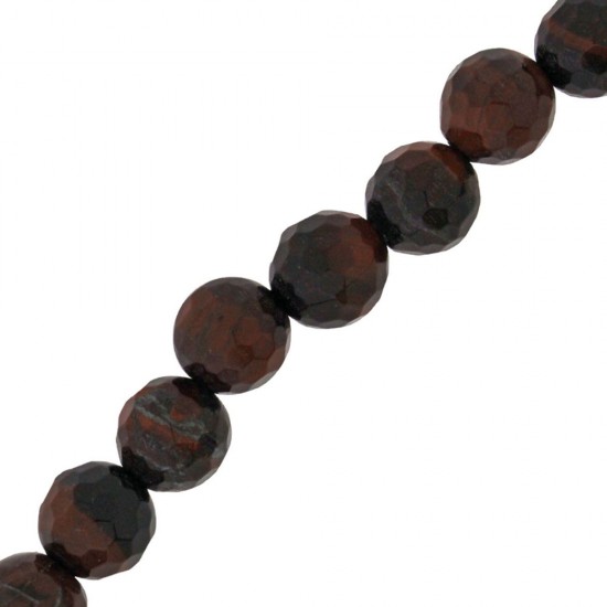 TIGER EYE FACETED ROUND BEADS 8mm RED ~40cm
