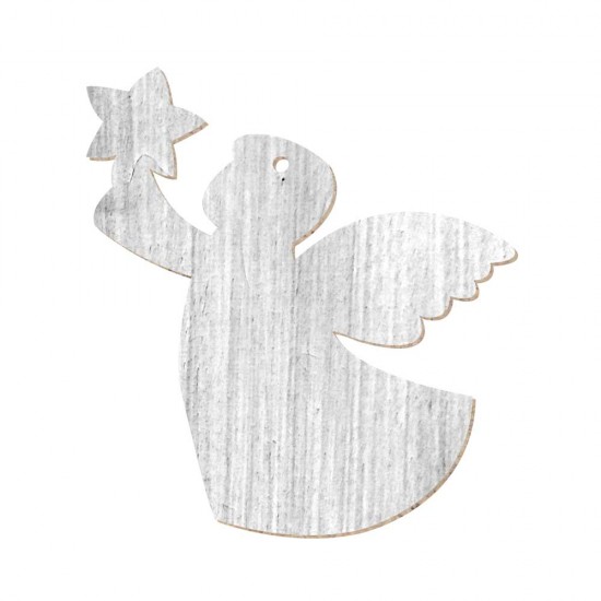 CHRISTMAS ORNAMENT ANGEL WITH STAR PAINTED (SHABBY CHIC) MDF 10x11cm