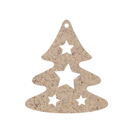 CHRISTMAS ORNAMENT TREE WITH STAR HOLES UNPAINTED MDF 8,8X10cm
