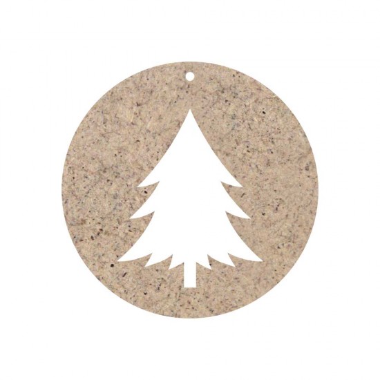 CHRISTMAS ORNAMENT CIRCLE WITH TREE HOLE UNPAINTED MDF 8cm
