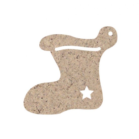 CHRISTMAS ORNAMENT BOOT WITH STAR UNPAINTED MDF 9,5X9cm