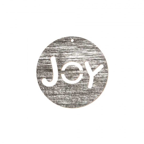 CHRISTMAS ORNAMENT CIRCLE "JOY" PAINTED (SHABBY CHIC) MDF 7cm