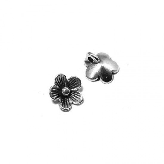 METALLIC CHARM FLOWER 9mm SILVER PLATED