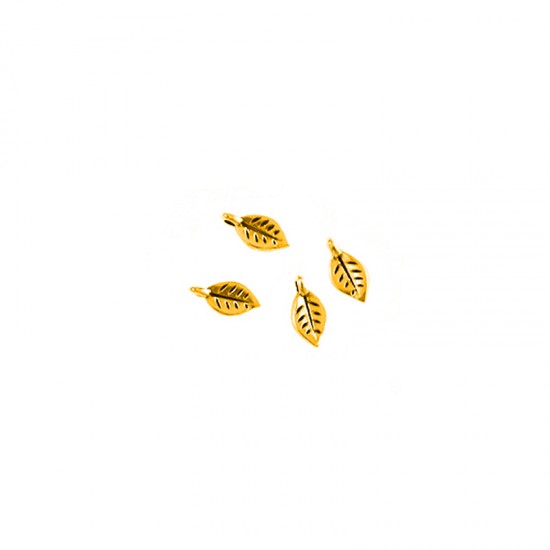 METALLIC CHARM LEAF 5x7mm GOLD PLATED (10 PIECES)