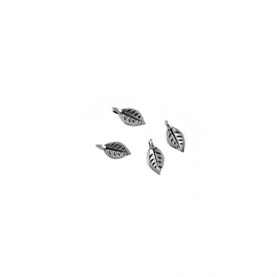 METALLIC CHARM LEAF 5x7mm SILVER PLATED (10 PIECES)