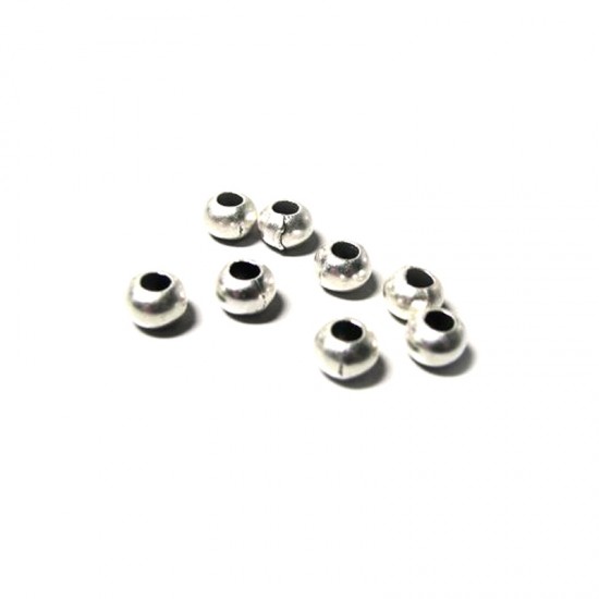 METALLIC BEAD ROUND 7x5,2mm SILVER PLATED