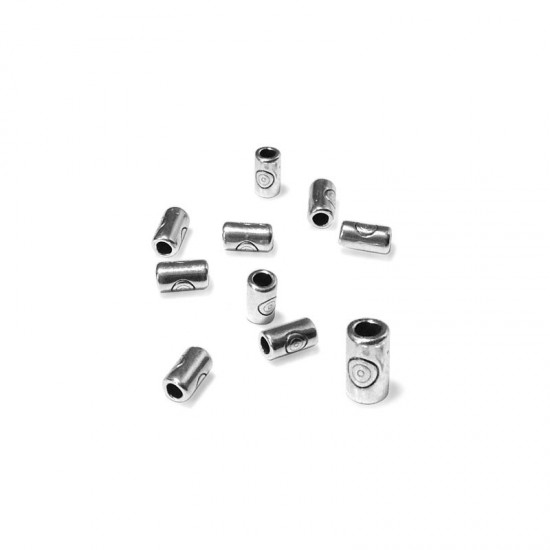 METALLIC BEAD TUBE 3,2x5,7mm SILVER PLATED (10 PIECES PACKAGE)