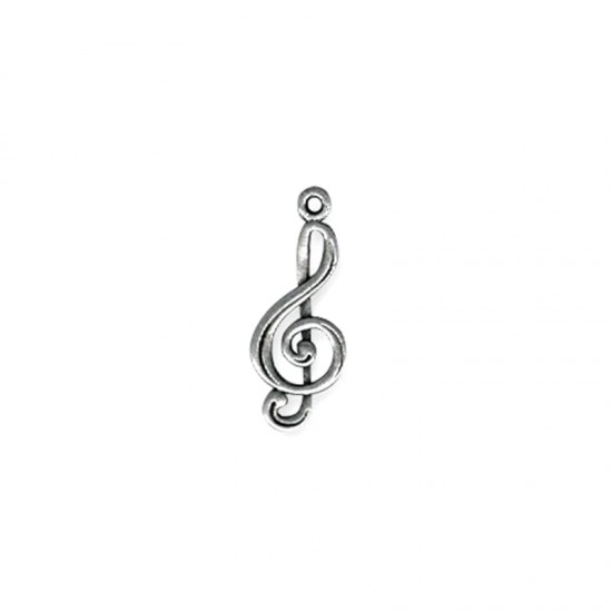 METALLIC CHARM SOL NOTE 10x24mm SILVER PLATED