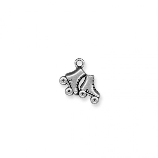 METALLIC CHARM ROLLER SHOES 16x22mm SILVER PLATED