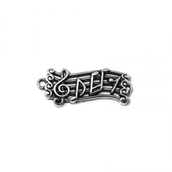 METALLIC CHARM MUSIC STAVE 24x11mm SILVER PLATED