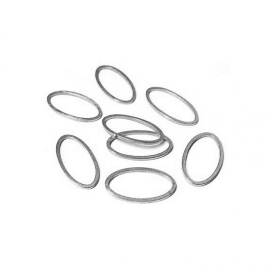 METALLIC BRASS RING OVAL 8x15mm SILVER PLATED