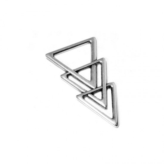 METALLIC PENDANT 3 TRIANGLES 26x45mm SILVER PLATED