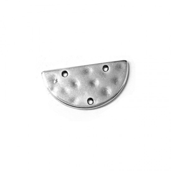 METALLIC PENDANT SEMICIRCLE WITH 3 HOLES 25x13mm SILVER PLATED