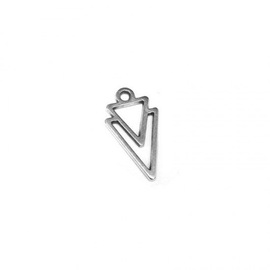 METALLIC CHARM DOUBLE TRIANGLE 9x14mm SILVER PLATED