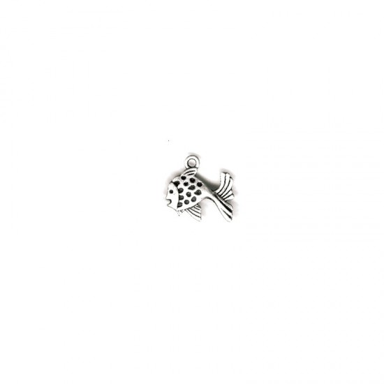 METALLIC CHARM GOLD FISH 18x17mm SILVER PLATED