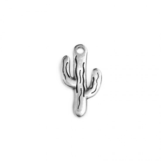 METALLIC CHARM CACTUS 12x21mm SILVER PLATED