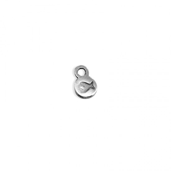 METALLIC CHARM ROUND FISH 6mm SILVER PLATED