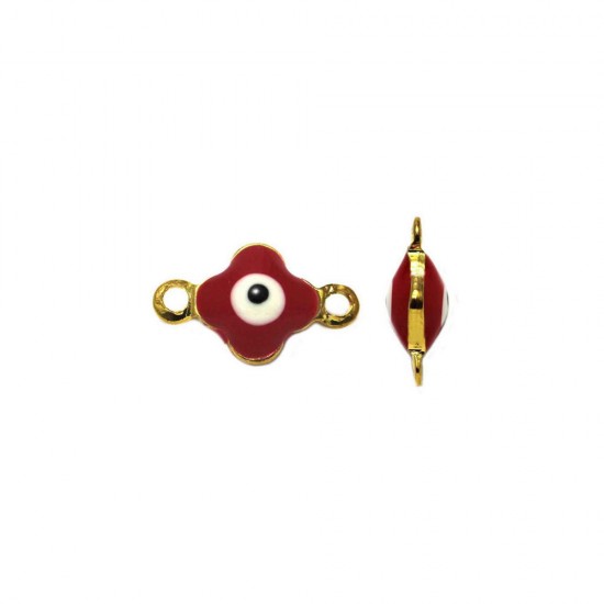 METALLIC SPACER CROSS WITH ENMAEL TWO SIDED AND 2 RINGS 11x6,5x4mm RED