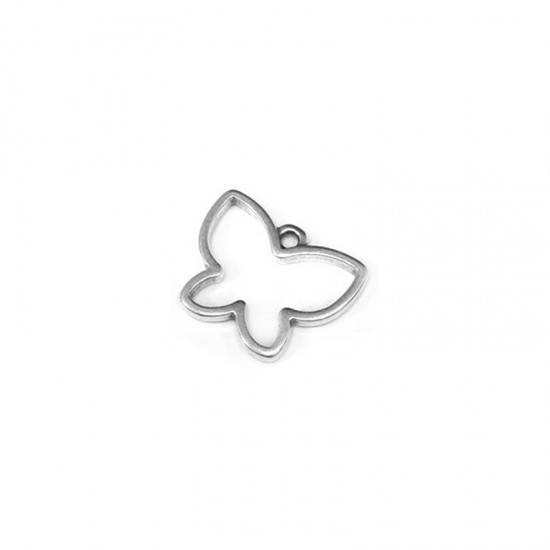 METALLIC CHARM BUTTERFLY 17x13mm SILVER PLATED