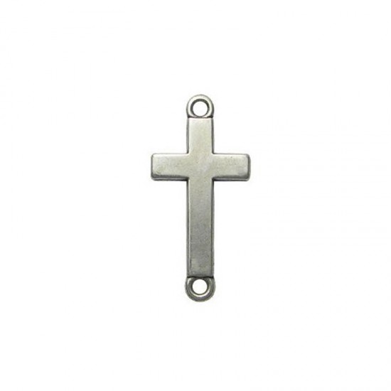 METALLIC CONNECTOR CROSS 16x34mm SILVER PLATED