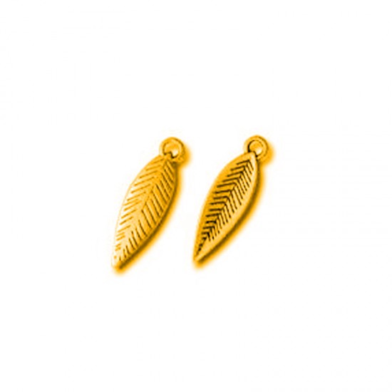 METALLIC PENDANT FEATHER 17x6mm GOLD PLATED