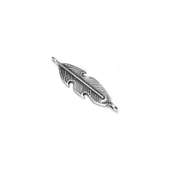 METALLIC FEATHER 7x24mm SILVER PLATED